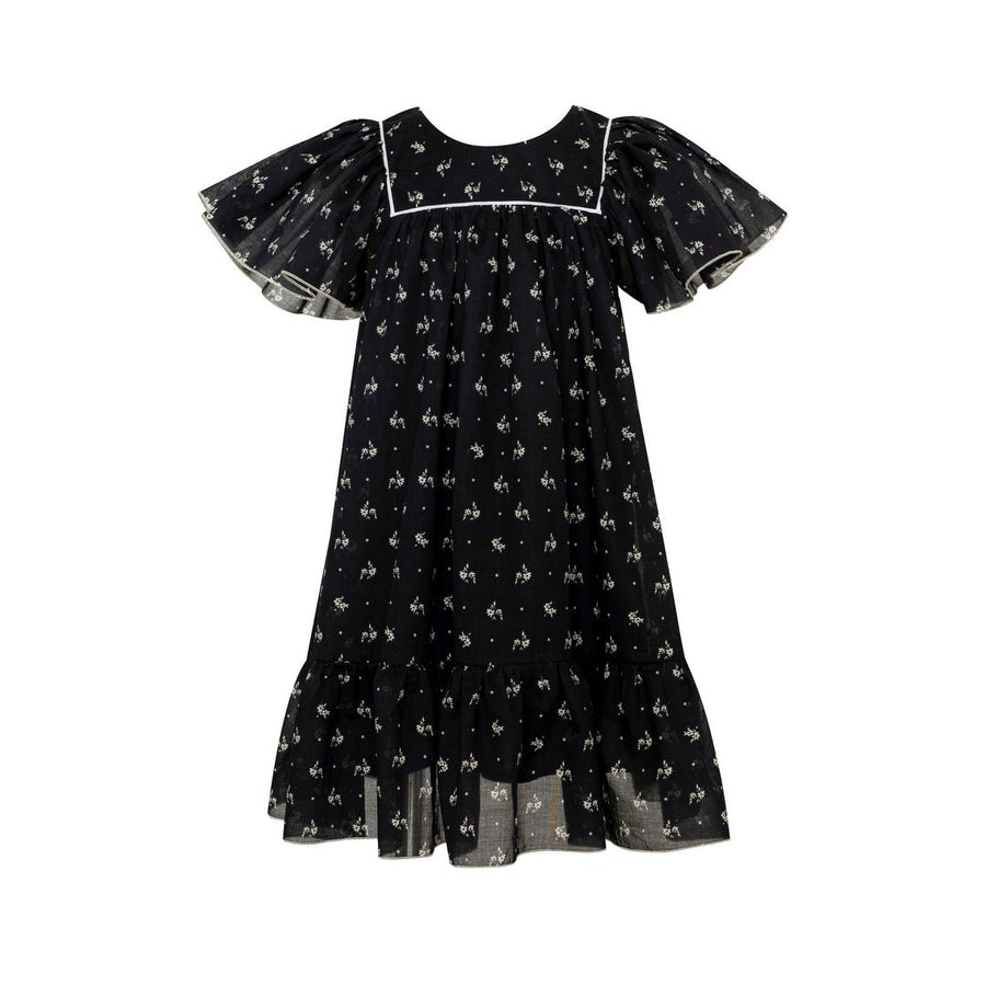 Cotton Chiffon Dress Pearl - Black - Posh New York