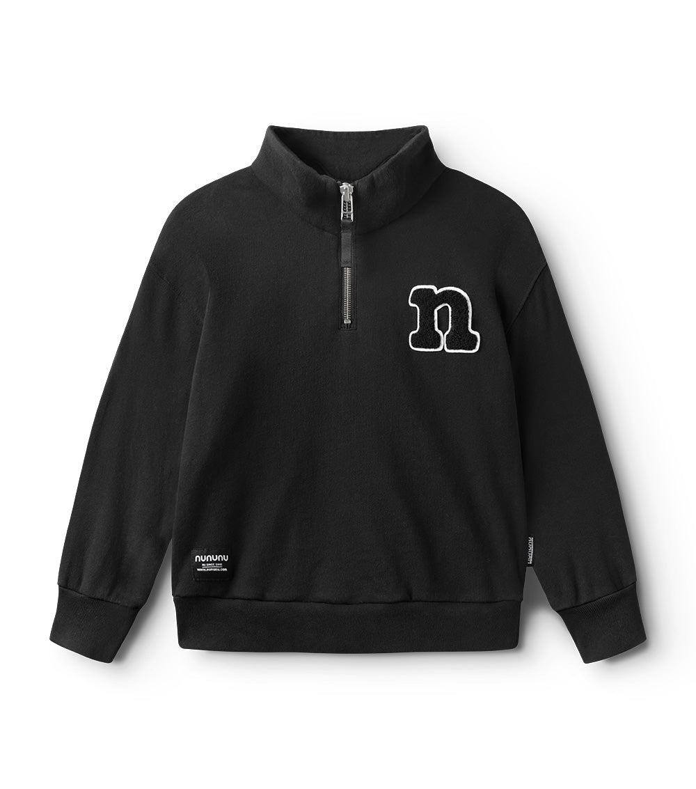 1/2 Zip Letter Sweatshirt - BLACK - Posh New York