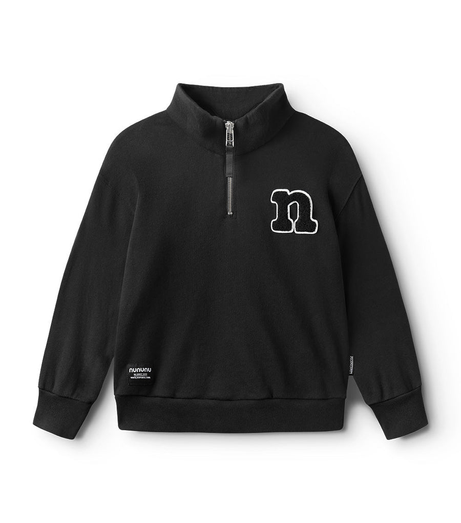 1/2 Zip Letter Sweatshirt - BLACK - Posh New York