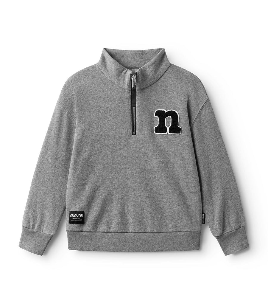 1/2 Zip Letter Sweatshirt - HEATHER GREY - Posh New York