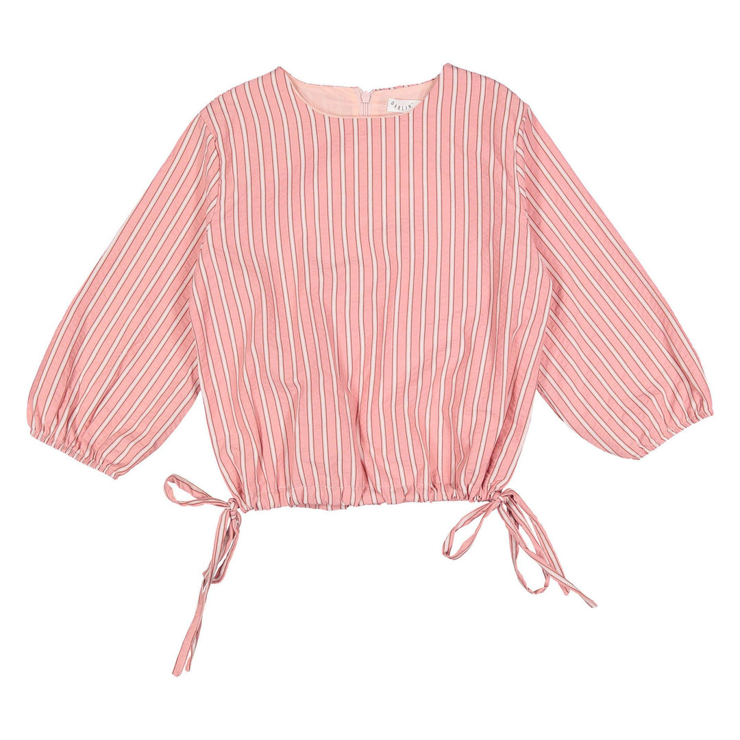 Pink Stripe Drawstring Top - Pink