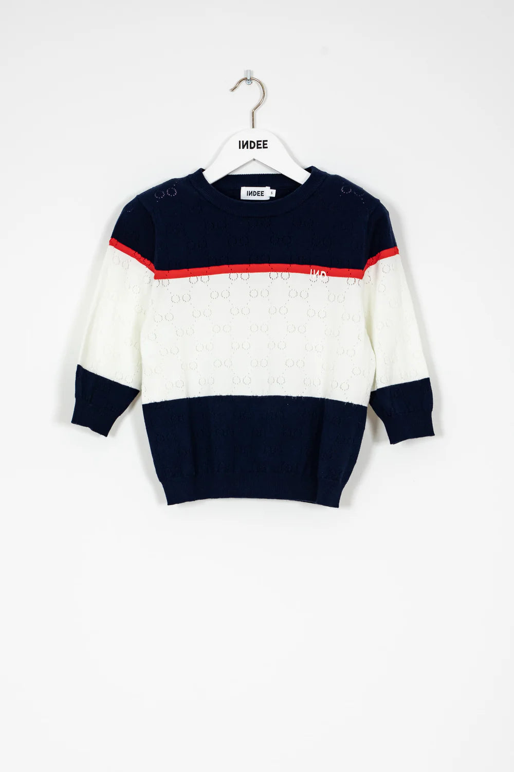 Short Sleeve Tricolor Pullover - Navy