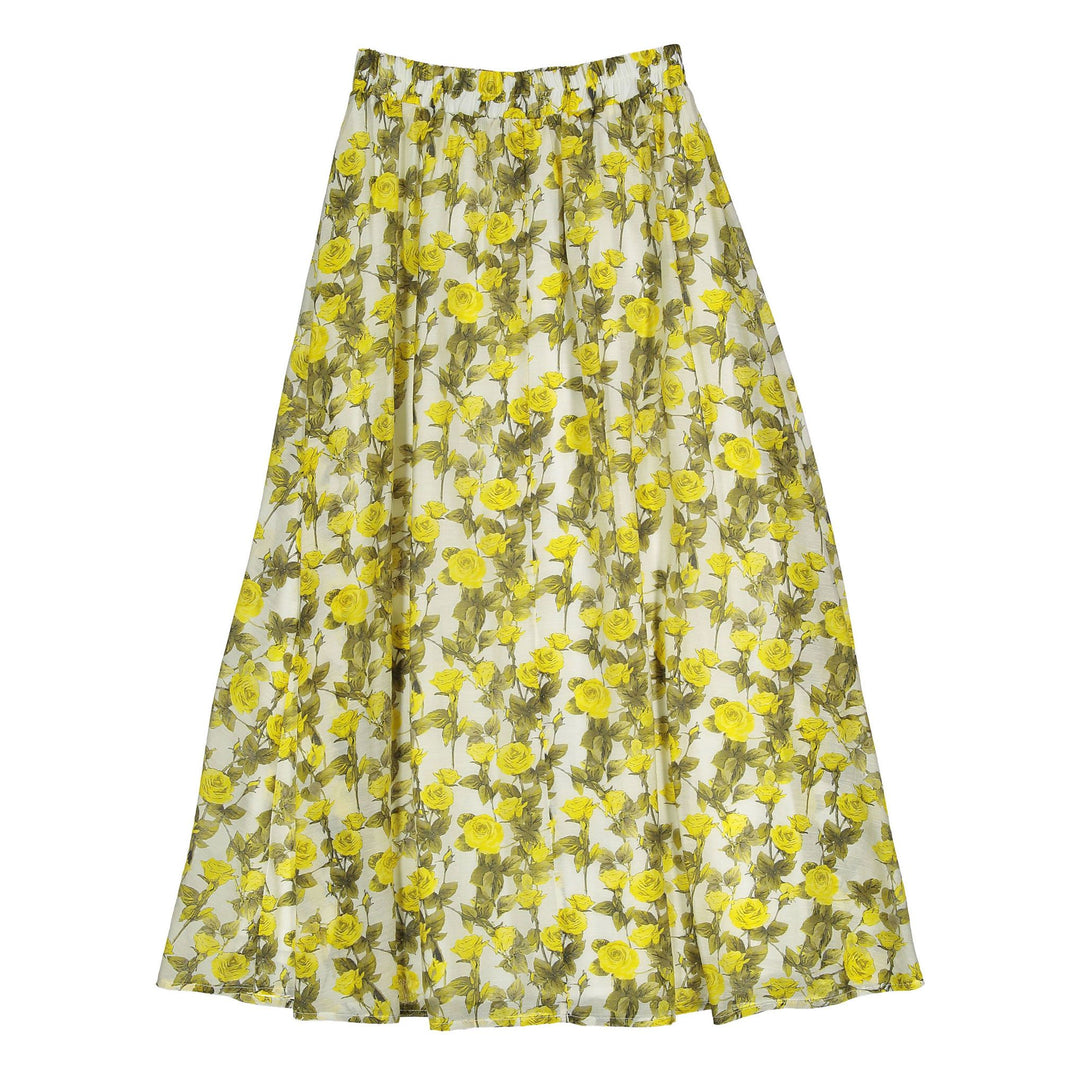 Yellow Rose Maxi Skirt - Yellow