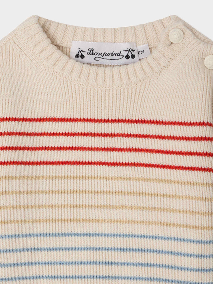 Aleski Knit Striped Sweater - RA Ecru 203 - Posh New York