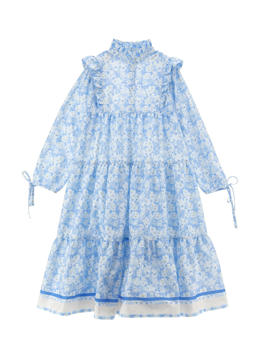 All Over Printed Dress - Blue - Posh New York