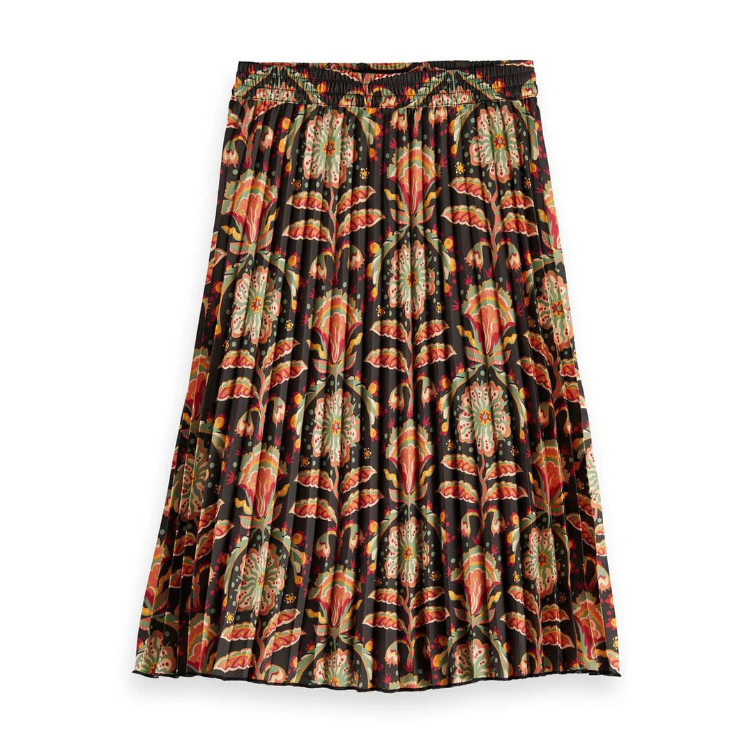 Allover Printed Pleated Midi Skirt - SF Flower - Posh New York