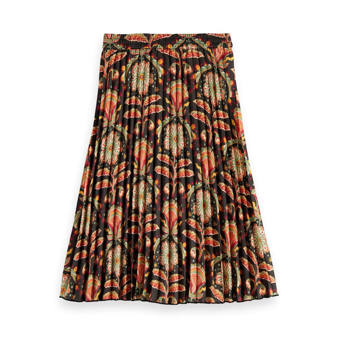 Allover Printed Pleated Midi Skirt - SF Flower - Posh New York