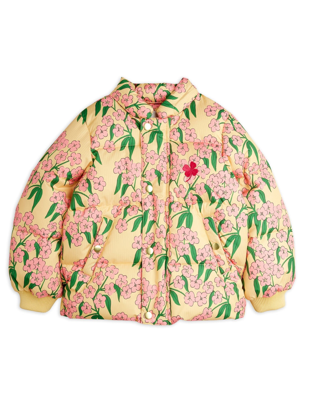 Alpine Flowers Hooded Puffer Jacket - Yellow - Posh New York