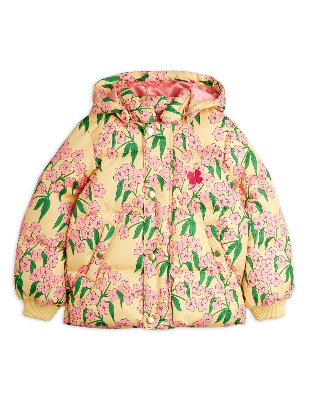Alpine Flowers Hooded Puffer Jacket - Yellow - Posh New York