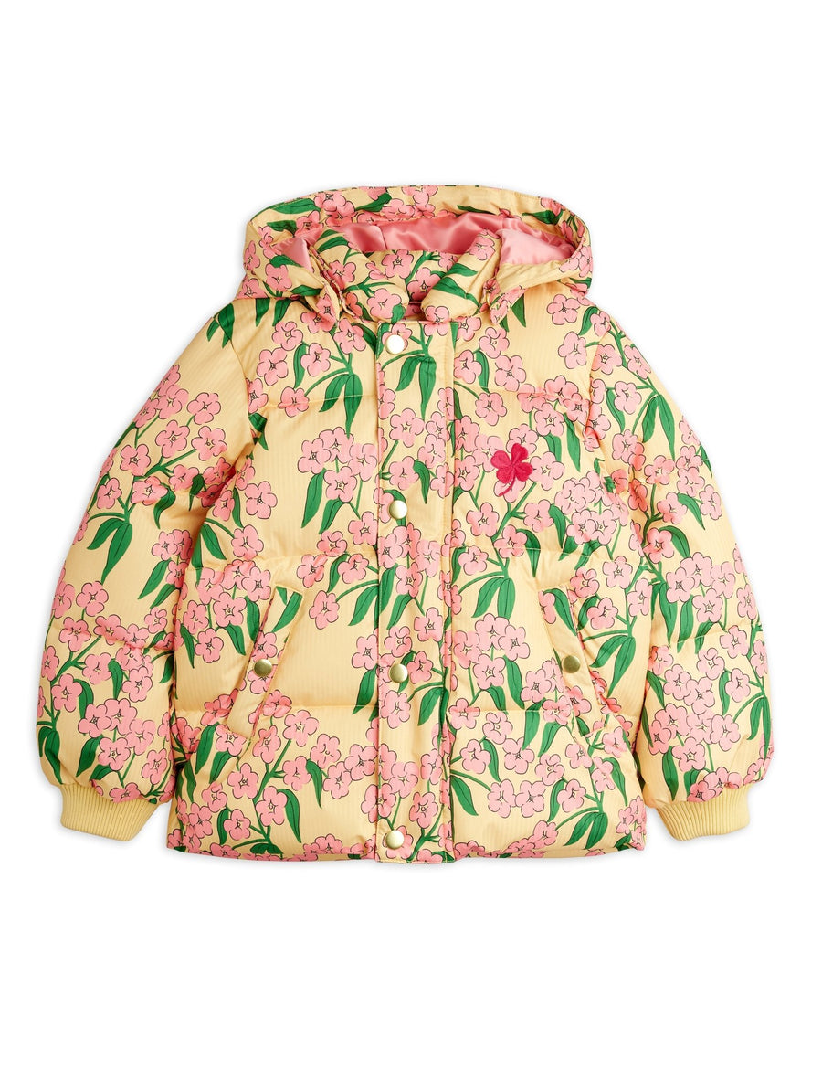 Alpine Flowers Hooded Puffer Jacket - Yellow - Posh New York