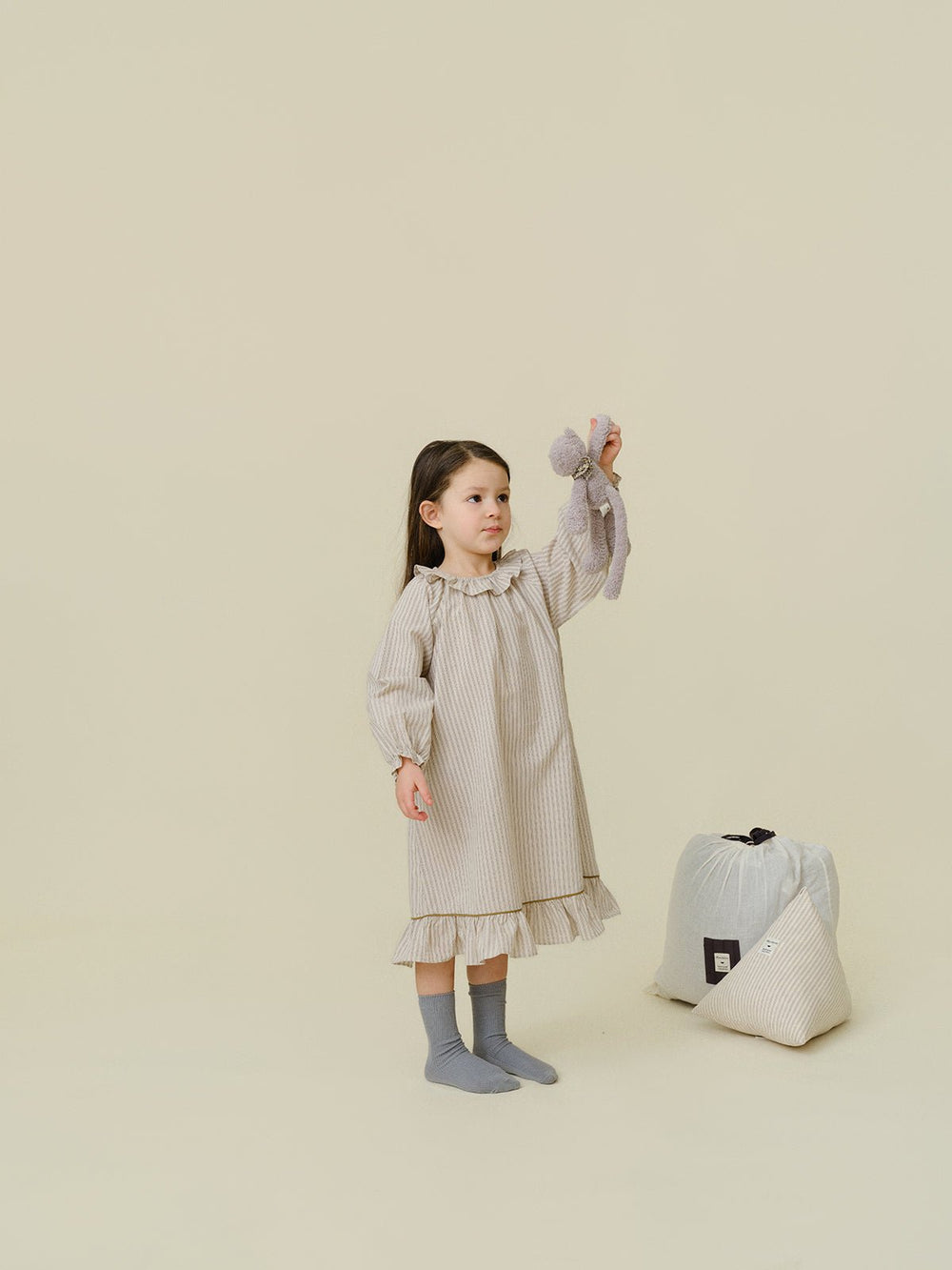 Andy Stripe Pajama Dress - Beige - Posh New York