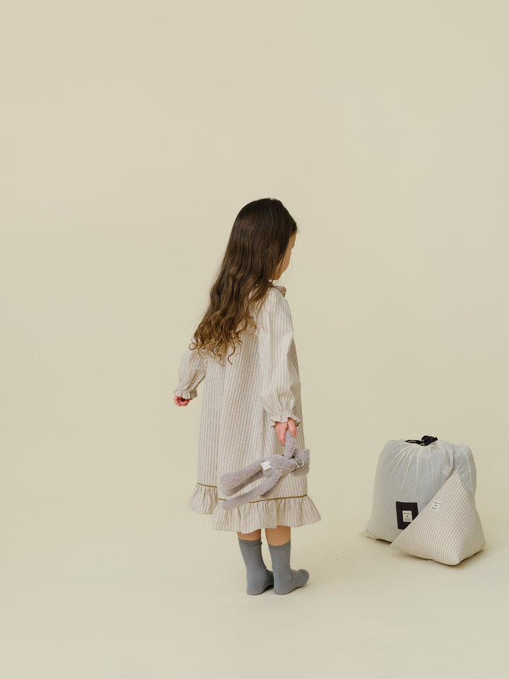 Andy Stripe Pajama Dress - Beige - Posh New York