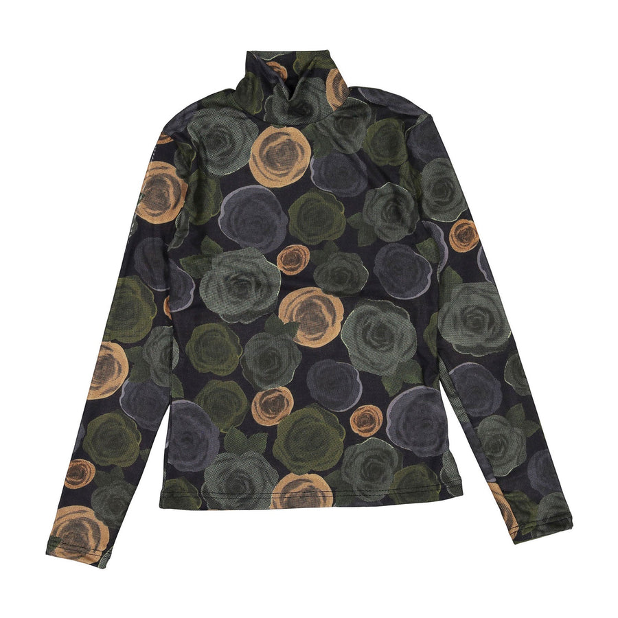 Autumn Roses Mesh Mockneck - Multi - Posh New York