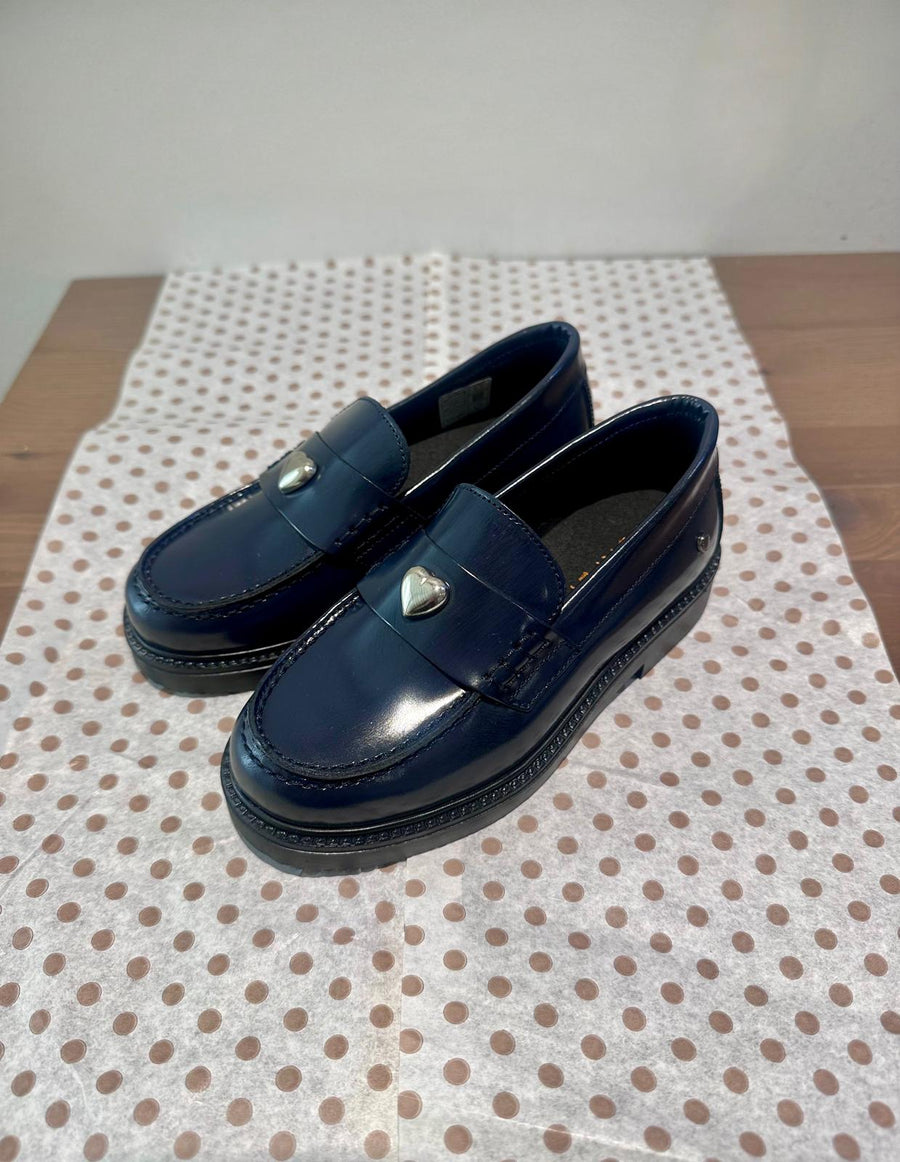 Azul Marino Heart Loafers - Blue - Posh New York