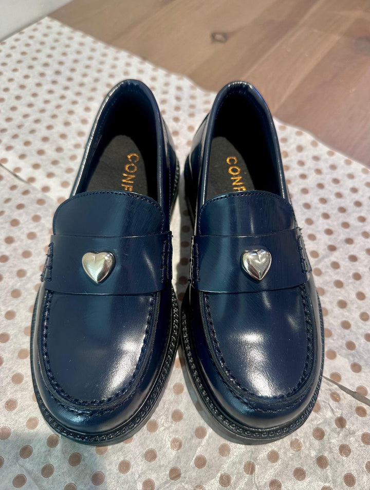 Azul Marino Heart Loafers - Blue - Posh New York