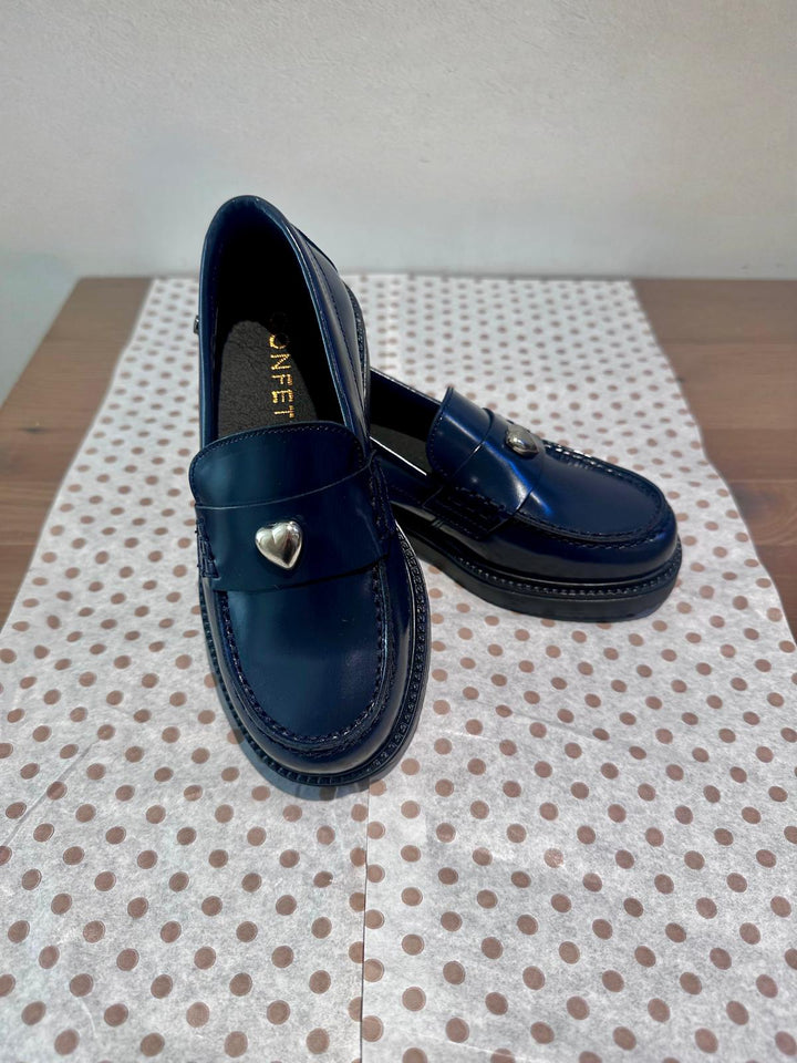 Azul Marino Heart Loafers - Blue - Posh New York
