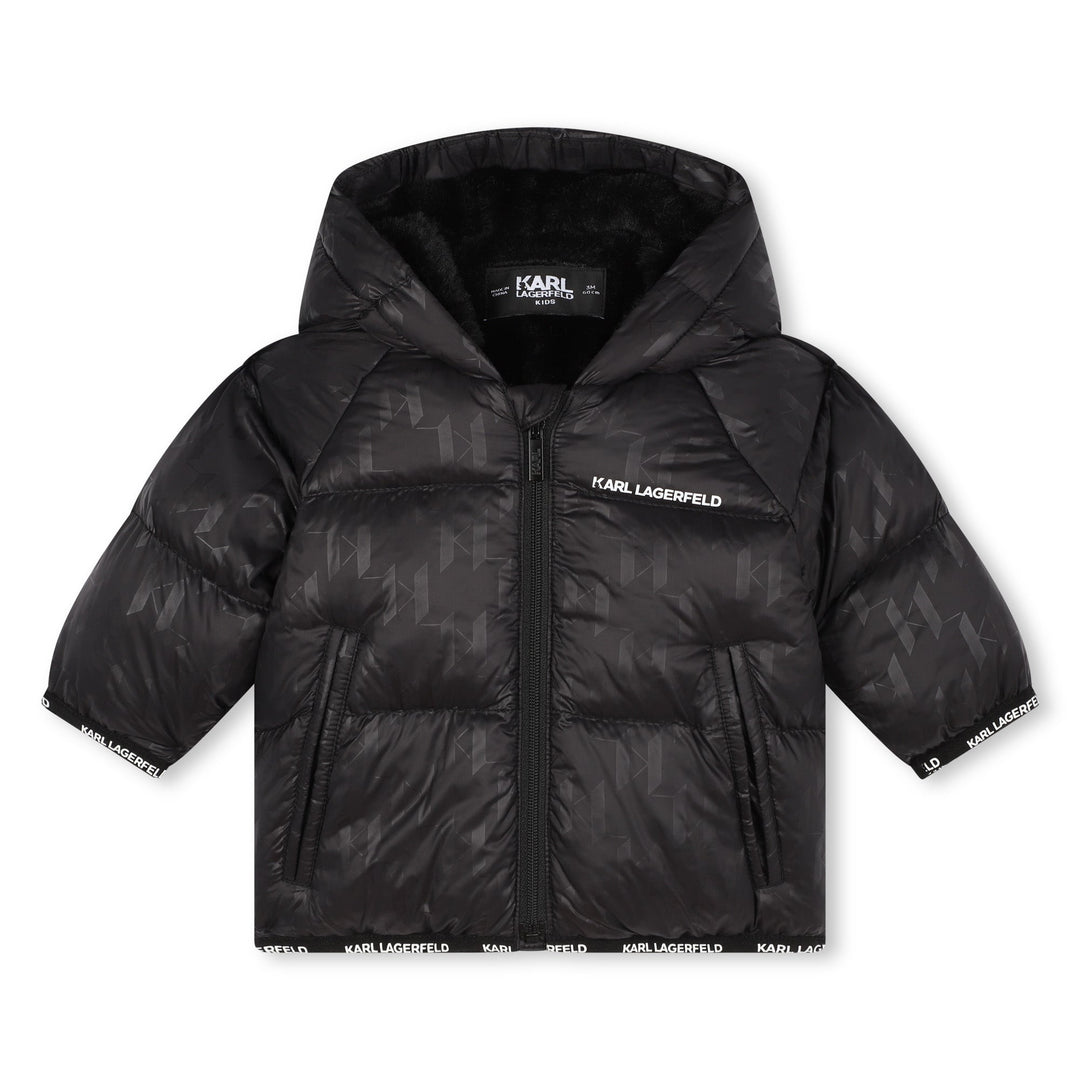 Baby Boy Puffer Jacket with KL Monogram - Black - Posh New York