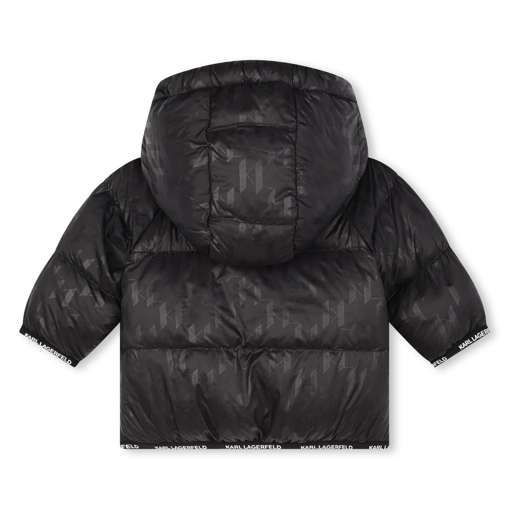 Baby Boy Puffer Jacket with KL Monogram - Black - Posh New York