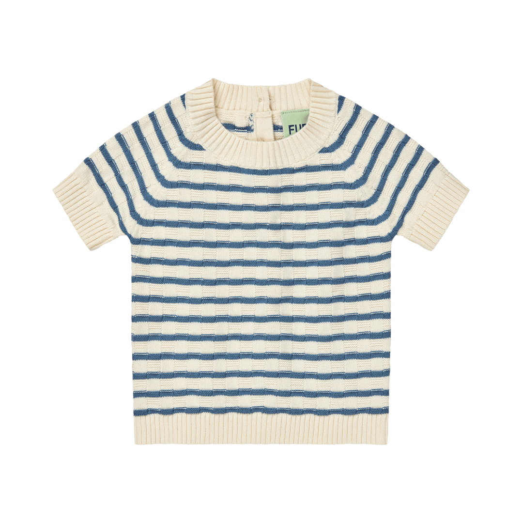 Baby Checked Tee - Ecru/Washed Indigo - Posh New York