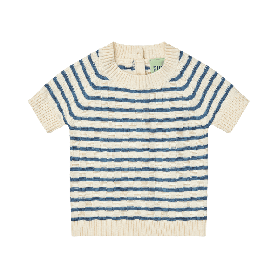 Baby Checked Tee - Ecru/Washed Indigo - Posh New York