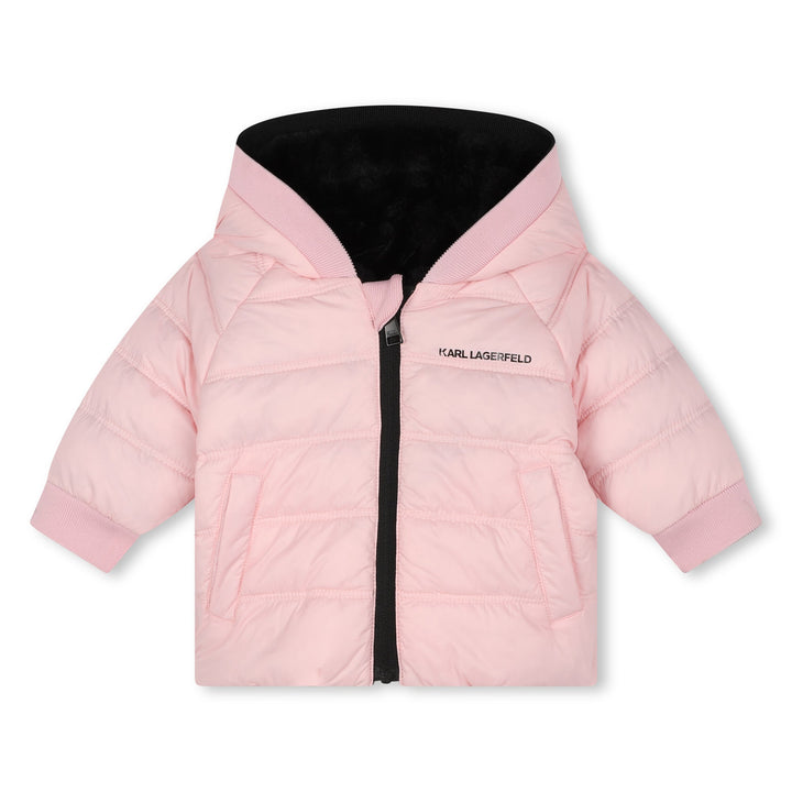 Baby Girl Reversible Jacket in Faux Fur - Rose Noir - Posh New York