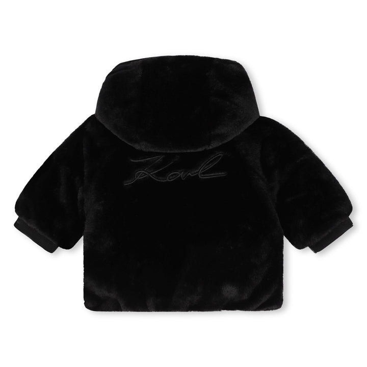 Baby Girl Reversible Jacket in Faux Fur - Rose Noir - Posh New York