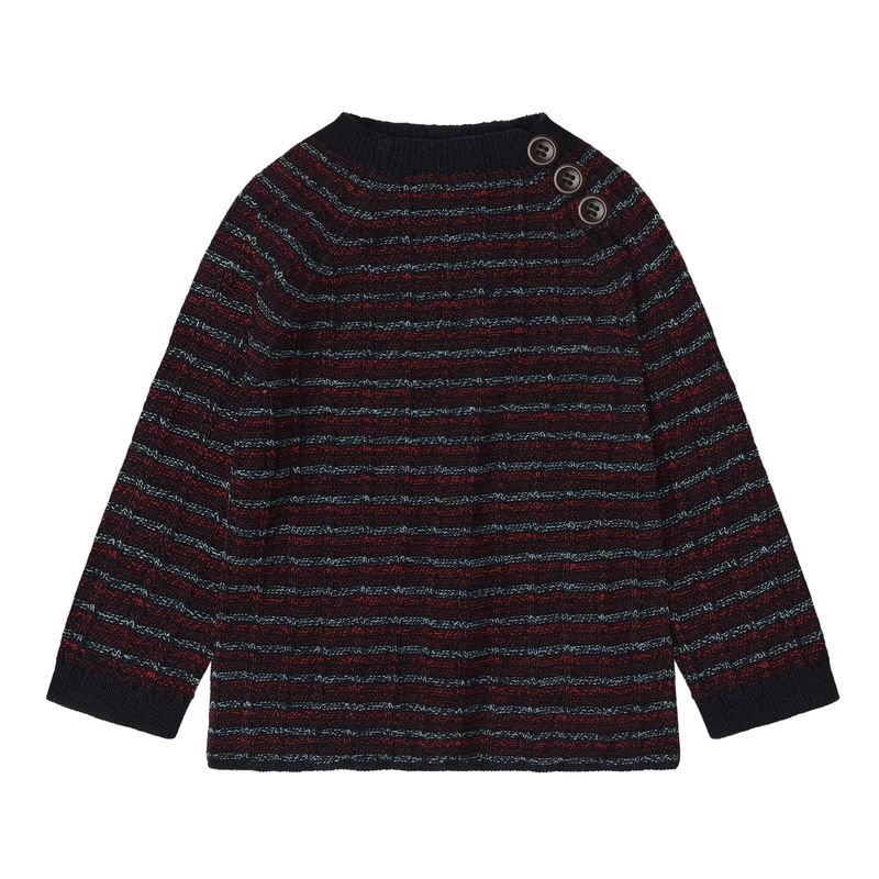 Baby High Neck Crew - Dark Navy Melange - Posh New York