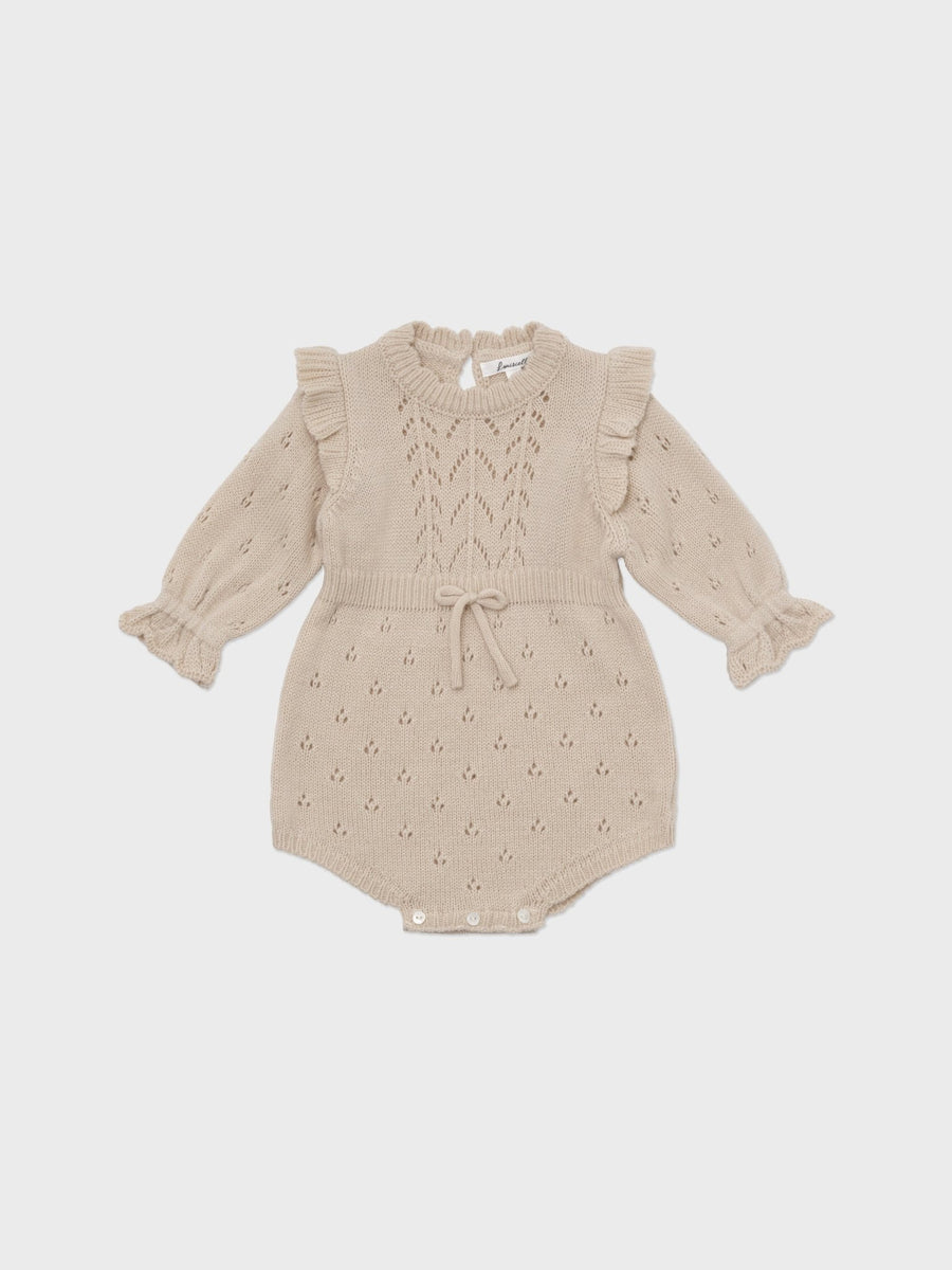 Baby Lena Knit Romper - Beige - Posh New York