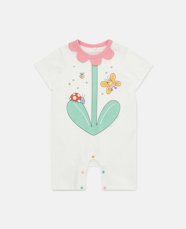 Baby Romper With Garden - White - Posh New York