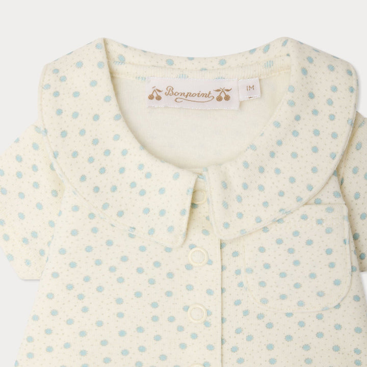 Baby Set With Poka Dots And Collar - PO Bleu 715 - Posh New York