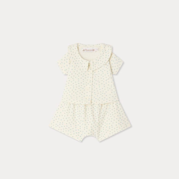Baby Set With Poka Dots And Collar - PO Bleu 715 - Posh New York