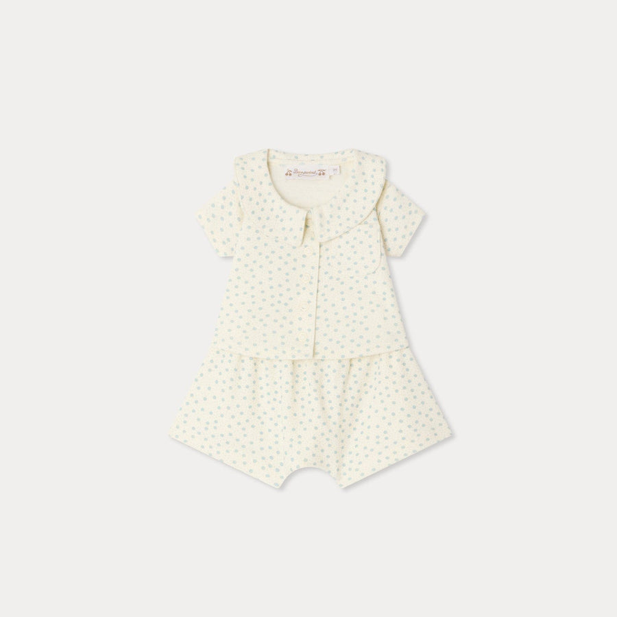 Baby Set With Poka Dots And Collar - PO Bleu 715 - Posh New York