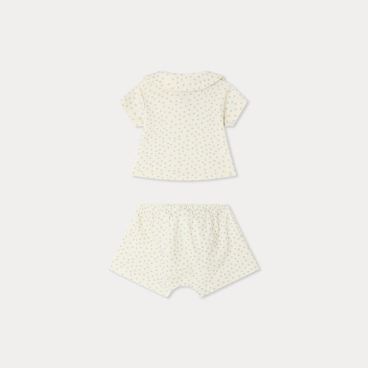 Baby Set With Poka Dots And Collar - PO Bleu 715 - Posh New York
