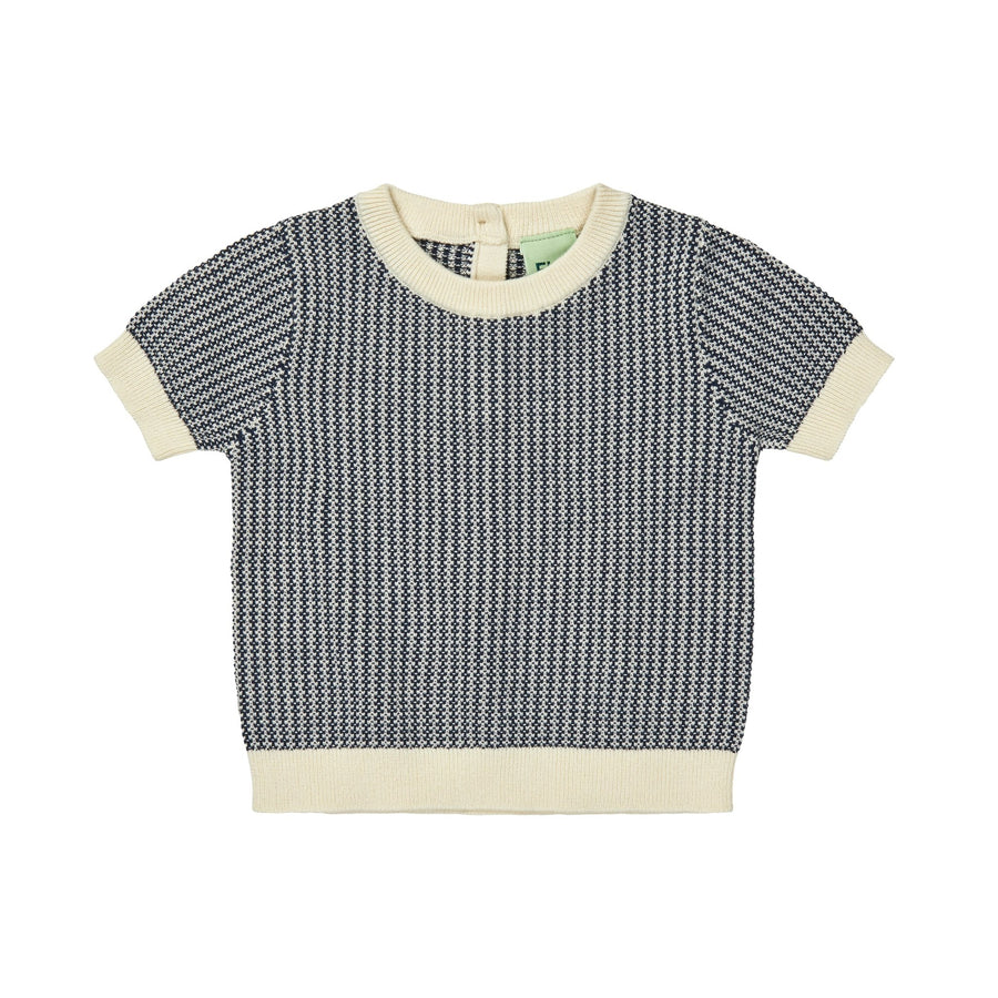 Baby Two Color Tee - Ecru/Dark Navy - Posh New York