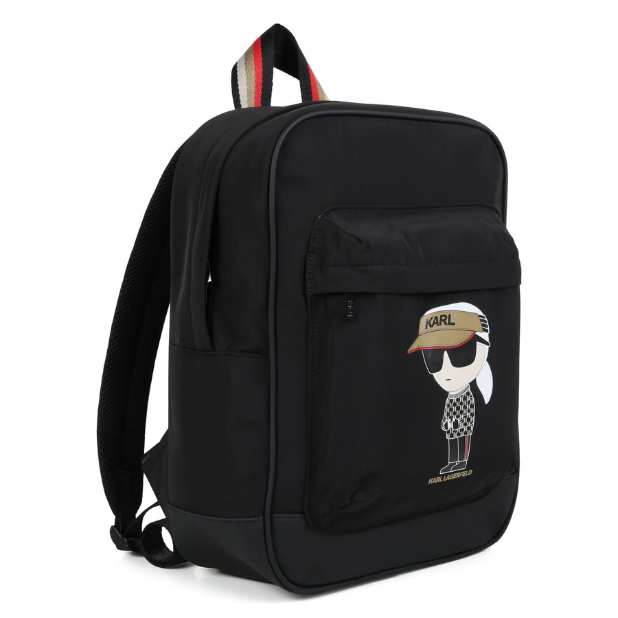 Backpack With rint Karl On Front Pocket - Black - Posh New York