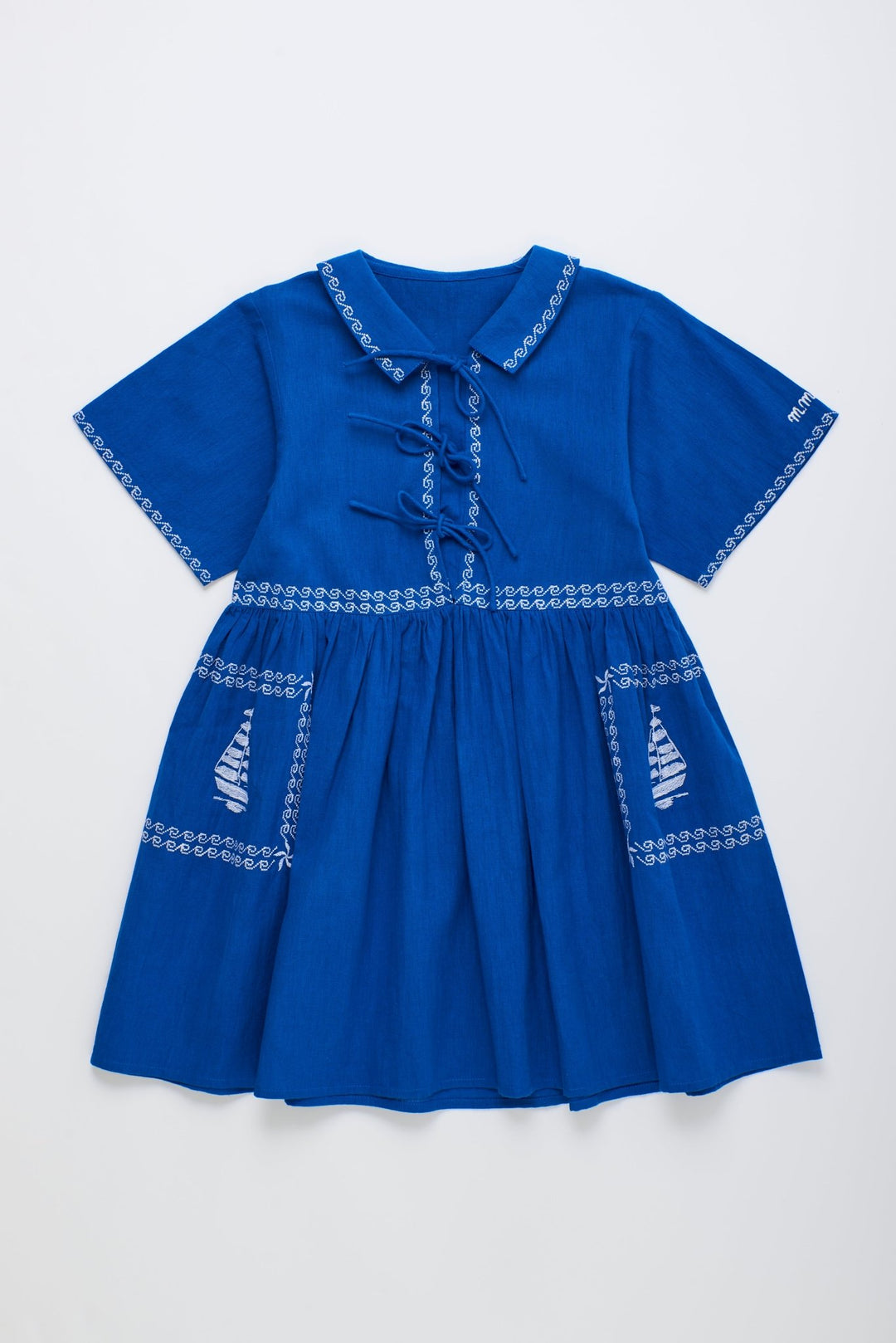 Barcos Embroidered Dress - Blue - Posh New York