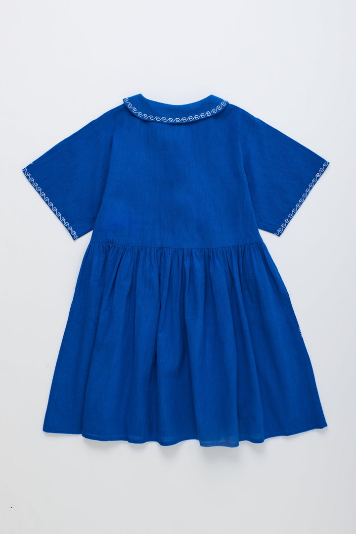 Barcos Embroidered Dress - Blue - Posh New York