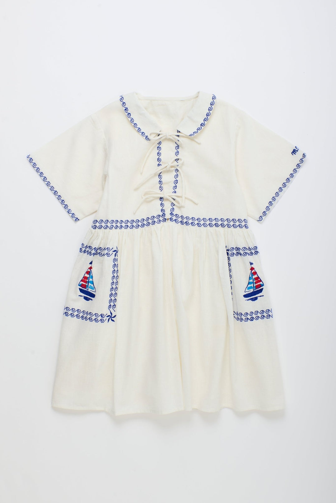 Barcos Embroidered Dress - White - Posh New York