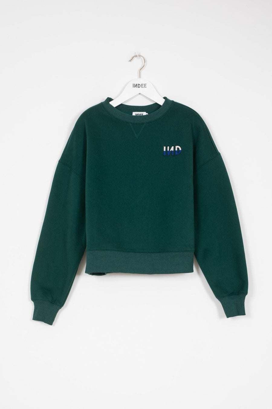 Basic Sweater with Embroidered Logo - Forest Green - Posh New York
