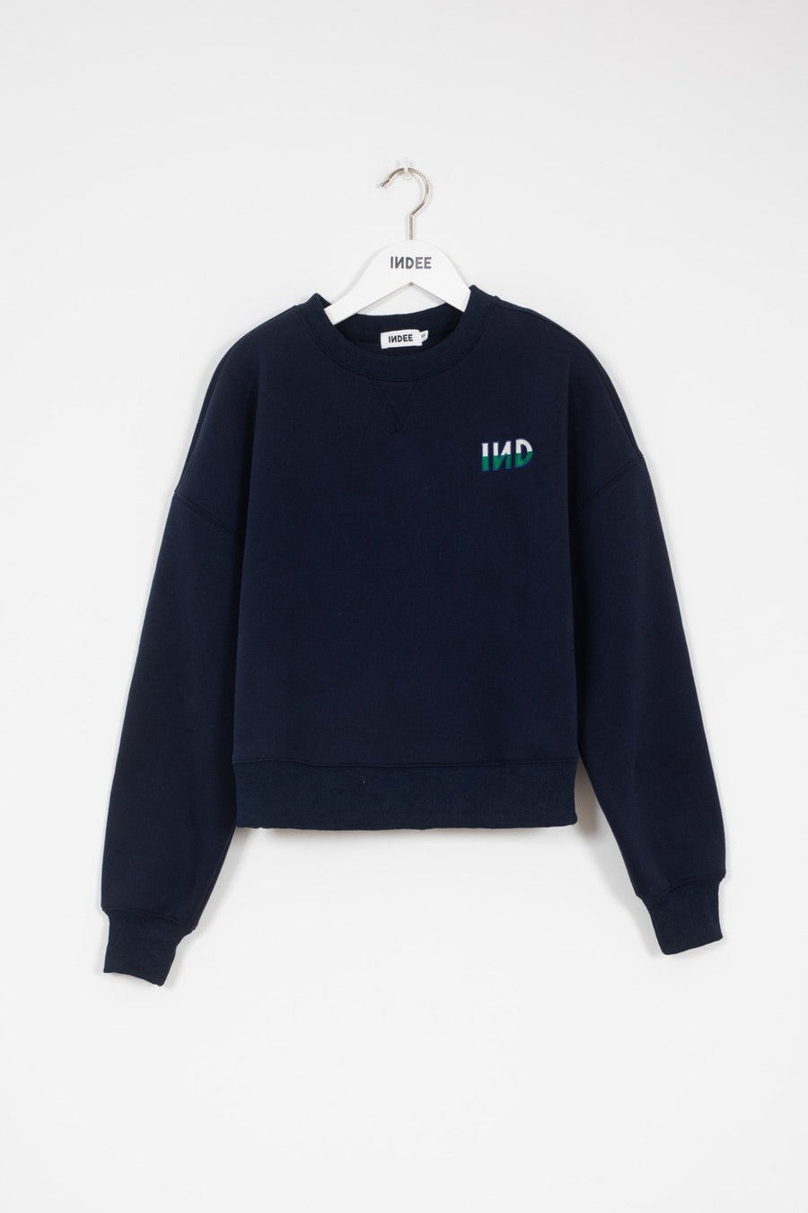 Basic Sweater with Embroidered Logo - Navy - Posh New York
