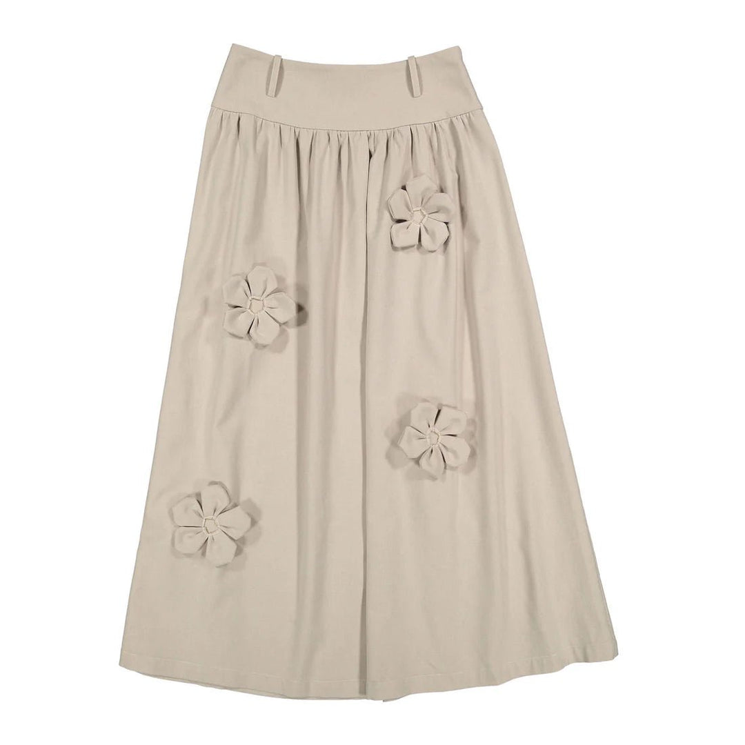 Beige Flower Detailed Skirt - Beige - Posh New York