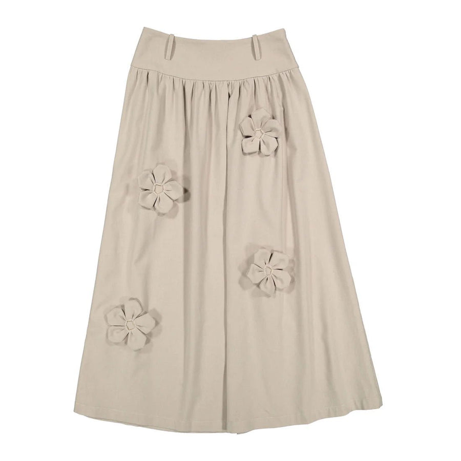 Beige Flower Detailed Skirt - Beige - Posh New York