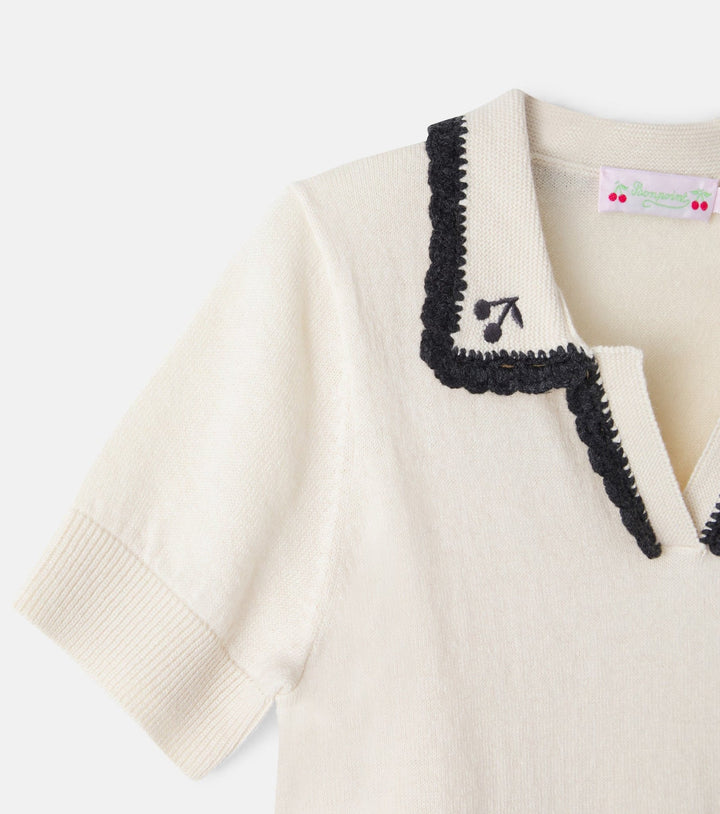 Beige Polo Embroidered Collar - Upb Ecru 103 - Posh New York