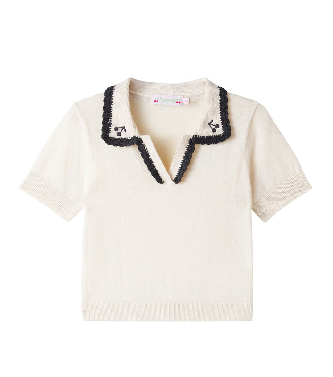 Beige Polo Embroidered Collar - Upb Ecru 103 - Posh New York
