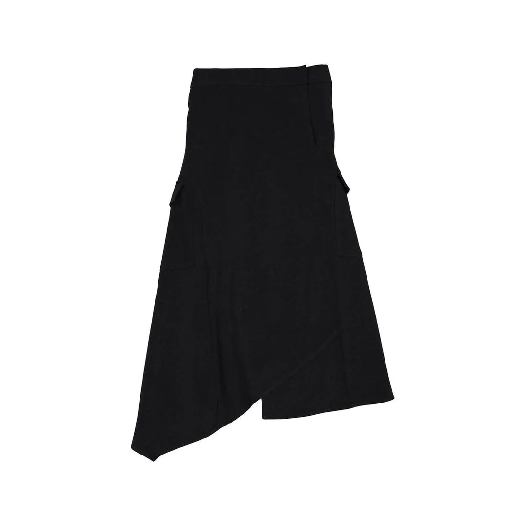 Black Asymmetrical Pockets Maxi Skirt - Posh New York