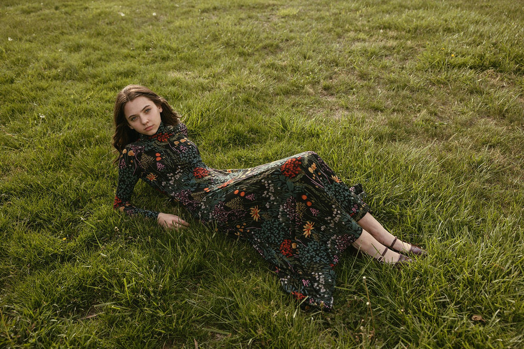 Black Autumn Print Dress - Black - Posh New York