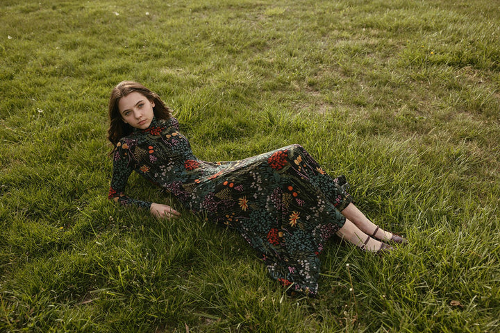 Black Autumn Print Dress - Black - Posh New York
