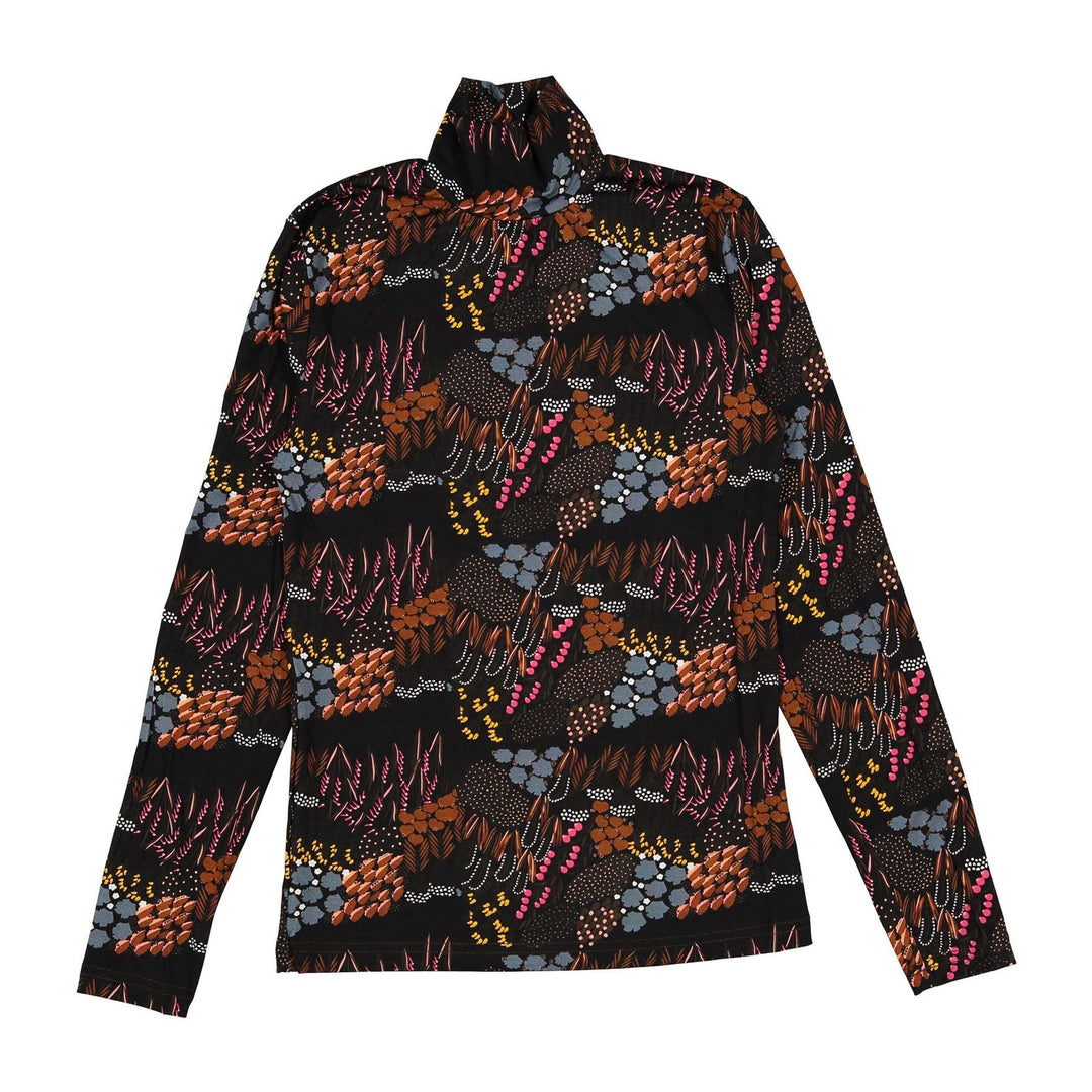 Black Autumn Print Mockneck - Multi - Posh New York