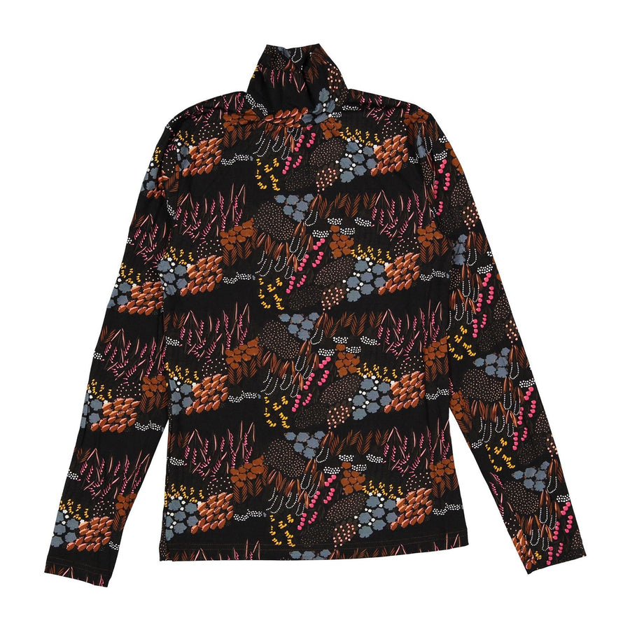 Black Autumn Print Mockneck - Multi - Posh New York