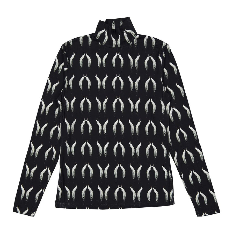 Black Birds Knit Turtleneck - Print - Posh New York